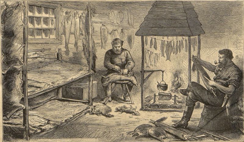 Skitzen aus dem Trapperleben in Kanada - Trapperhütte von innen