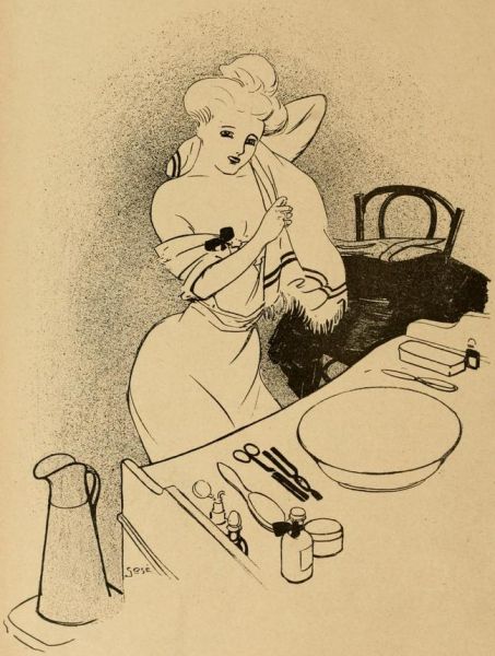 Dame bei der Toilette