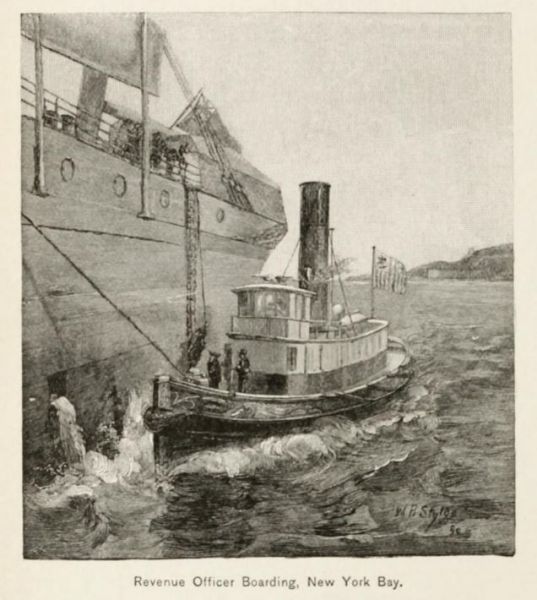 Dampfschiff, Zoll kommt an Bord