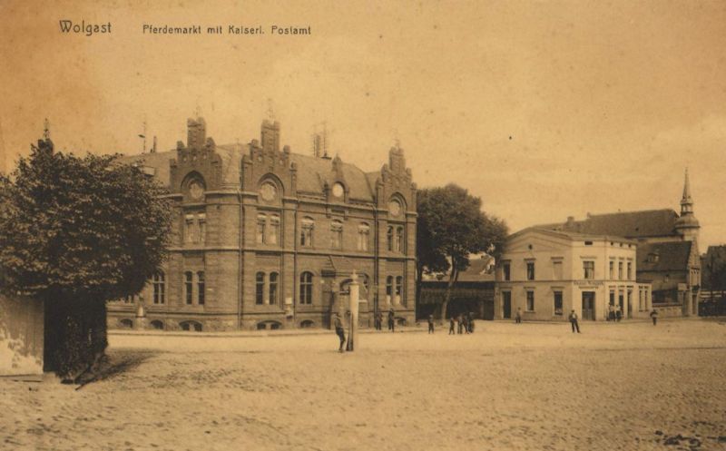 Wolgast, Pferdemarkt mit Postamt