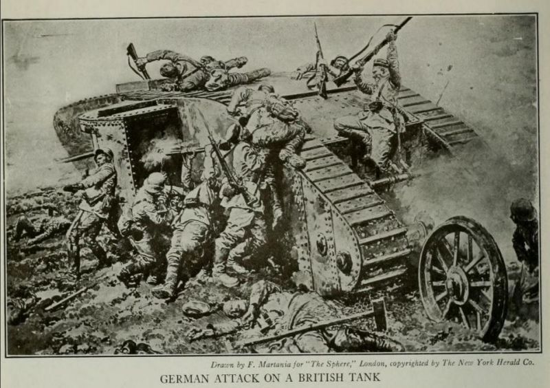Wk1 Deute Infantrie im Kampf mit einem britischen Panzer