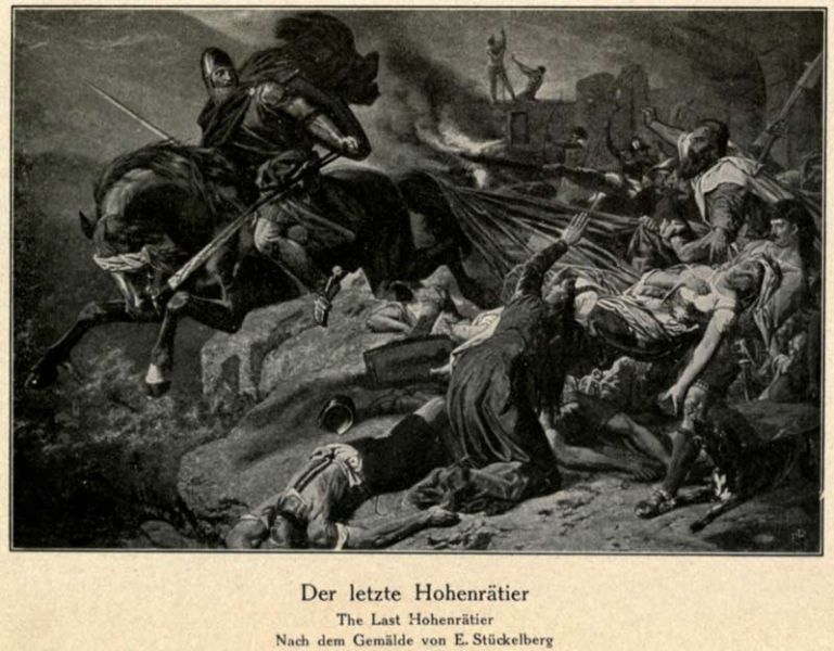 03. Der letzte Hohenrätier. The Last Hohenrätier. Nach einem Gemälde von E. Stückelberg.