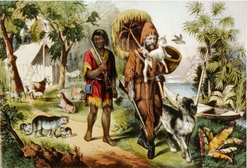 Robinson Crusoe und sein Gefährte Freitag