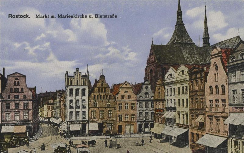 Rostock - Markt, Marienkirche und Blutstraße