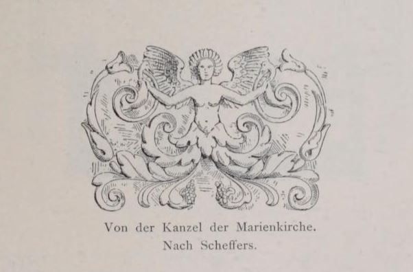 Rostock. 007 Von der Kanzel der Marienkirche. Nach Scheffers