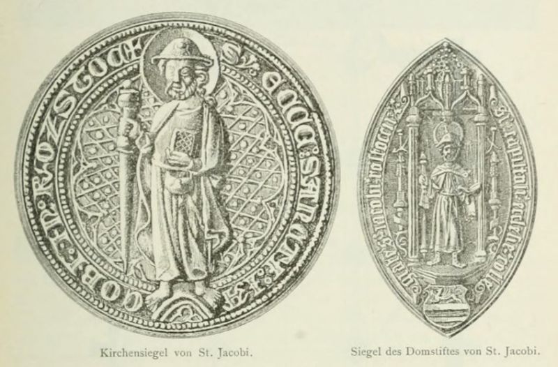 Rostock. 099 Kirchensiegel von St. Jacobi und des Dostiftes