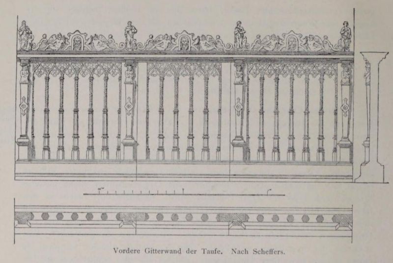 Rostock. 26 Marienkirche, Vordere Gitterwand der Taufe