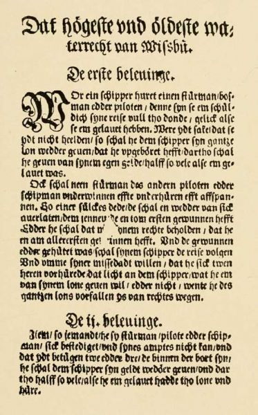 01 Erste Seite des Seerechtes von 1573.  (Aus der Lübecker Stadtbibliothek.) 