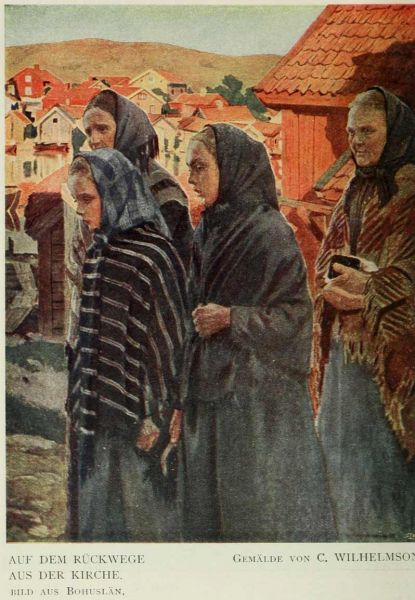 10 Auf dem Rückwege aus der Kirche. Bild aus Bohuslän. Gemälde von C. Wilhelmsons.