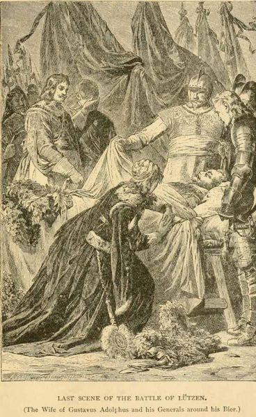 Von einer Kugel aus nächster Nähe in den Kopf getroffen fand Gustv II. Adolf am 16. 11. 1632 in der Schlacht bei Lützen seinen Tod.