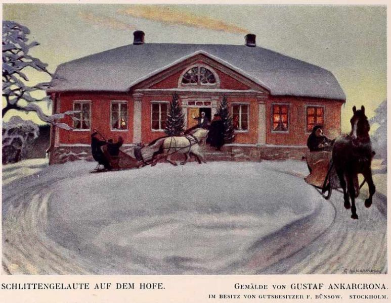 19 Schlittengläut auf dem Hof. Gemälde von Gustav Ankarcrona