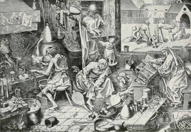 022 Der Goldmacher. Van der Heyden. Peter nach Breughel, Pieter D. Ä.