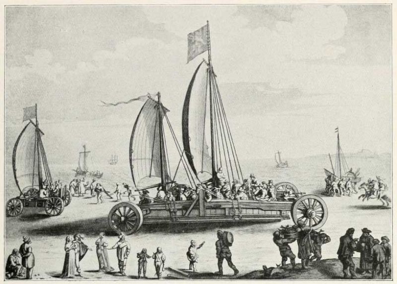 026 Segelwagen des Prinzen Moritz von Oranien, Holländischer Stich aus dem Jahr 