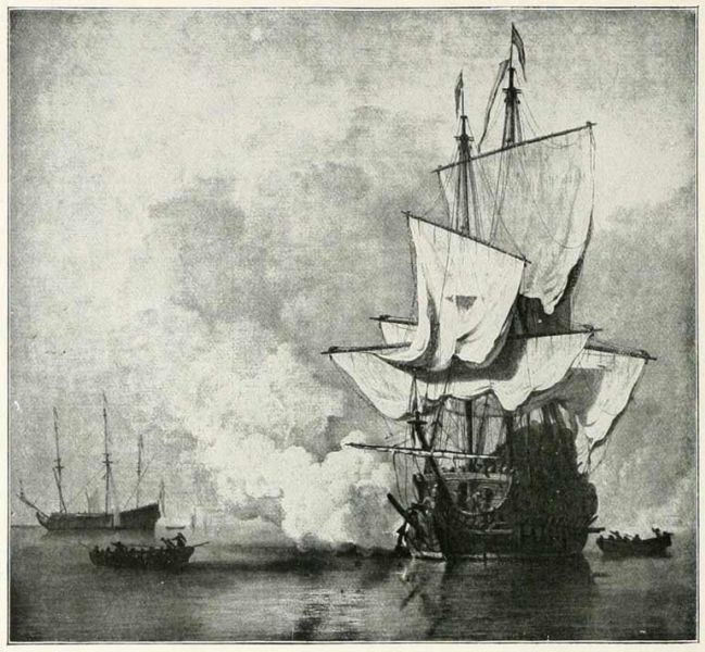 033 Der Kanonenschuss. Mitte des 17. Jahrhunderts. Van de Velde, Willem 