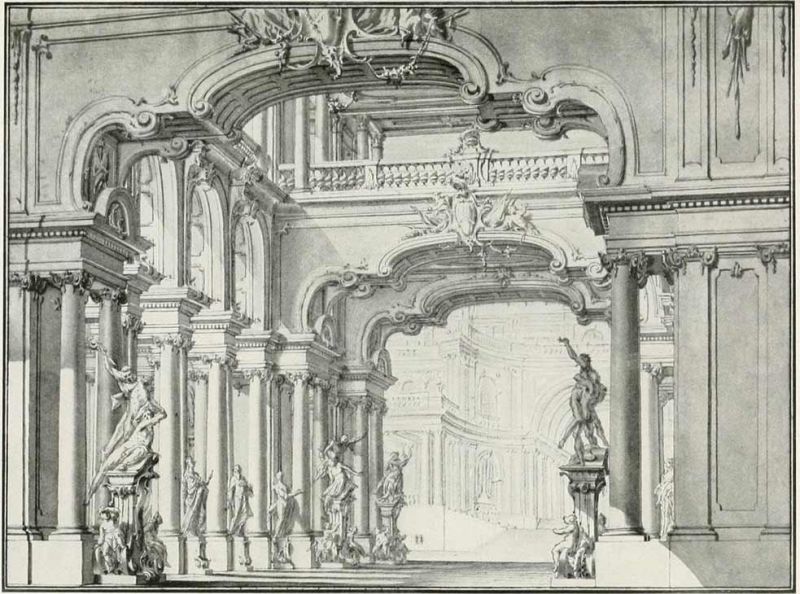 036 Theaterdekoration. 2. Hälfte des 18. Jahrhunderts. Bibiena, Alessandro
