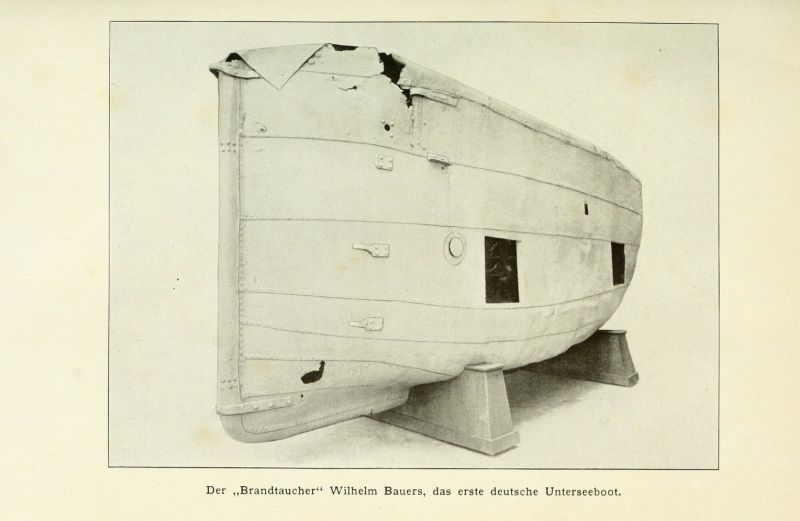 Fig. 01 Der „Brandtaucher“ Wilhelm Bauers, das erste deutsche Unterseeboot.