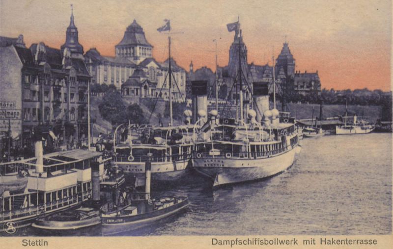Stettin, Dampfschiffbollwerk und Hakenterrasse