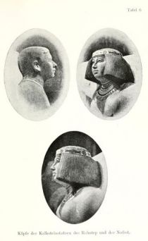 Tafel 06 Köpfe der Kalksteinstatuen des Rahotep und der Nofret