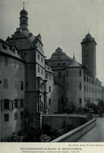 012 Deutschordens-Schloss in Mergentheim[Württembergisch Franken]. Ansicht mit dem Haupttor. Nach 1572. 