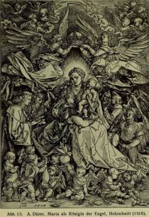 Abb. 013. A. Dürer, Maria als Königin der Engel, Holzschnitt (1518).