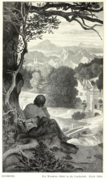 074 Schwind, Ein Wanderer blickt in die Landschaft (Nach 1860)
