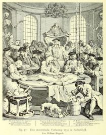 037 Eine anatomische Vorlesung 1750 in Barbershall. Von William Hogarth