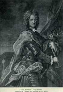 016 König Friedrich I. von Preußen Kupferstich von J. Böcklin nach dem Bilde von J. F. Wentzel