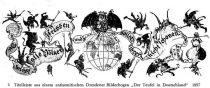 002. Titelleiste aus einem antisemitischen Dresdener Bilderbogen „Der Teufel in Deutschland“ 1897 