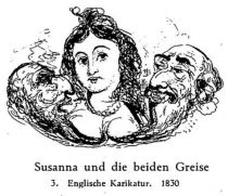 003. Susanna und die beiden Greise. Englische Karikatur. 1830