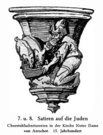 008. Satiren auf die Chorstuhlschnitzereien in der Kirche Notre Dame, von Aerschot. 15. Jahrhundert 