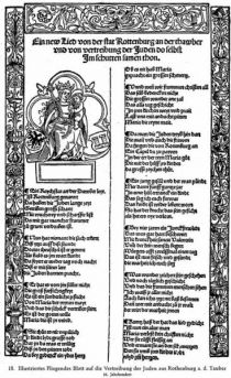 018. Illustriertes Fliegendes Blatt auf die Vertreibung der Juden aus Rothenburg a. d. Tauber 16. Jahrhundert 