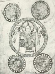 9. Christus mit den Symbolen der Evangelisten. Gudohinus-Evangeliar. Autun. 