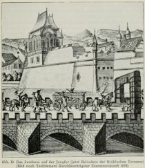 Abb. 30 Das Lusthaus auf der Jungfer (jetzt Belvedere der Brühischen Terrasse) (Bild nach Tschimmers Durchlauchtigster Zusammenkunft 1678)