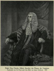 009. Right Hon. Charles Abbot, Sprecher des Hauses der Gemeinen Kupferstich von Ch. Picart nach dem Bilde von James Northcote. 1807