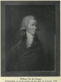 028. William Pitt der Jüngere. Schabkunstblatt von George Keating nach dem Bilde von de Koster. 1794