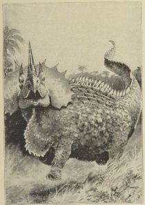 Urzeit, Der Triceratops, ein gewaltiges mit drei Hörnern und einem Halskragen ausgestattetes Ungetüm