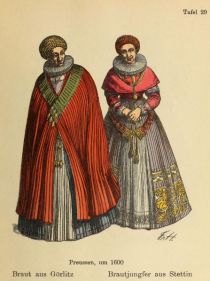 029 Braut aus Görlitz, Brautjungfer aus Stettin, Preußen, um 1600