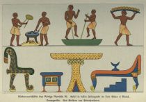 000 Bäckerwerkstätte des Königs Ramsese III. Reliesf in dessen Felsengrabe im Tale Biban el Moluk. Hausgeräte. Aus gräbern von Privatpersonen