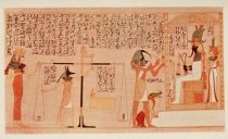 000 Das Totengericht vor Osiris. Zeichnung aus dem Totenpapyrus der Königin Maat-ka-Rê 
