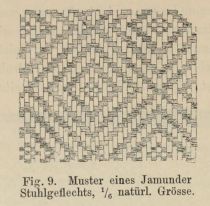 009 Muster eines Jamunder Stuhlgeflechts, einsechstel natürl. Größe