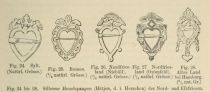 024 bis 028 Silberne Hemdspangen (Hâtjen, d. i. Herzchen) der Nord- und Elbfriesen