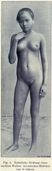 003. Natürliche Stellung eines nackten Weibes. Javanisches Mädchen von 18 Jahren