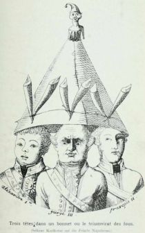017 Trois têtes dans un bonnet ou le triumvirat des fous (drei Verrückte in einer Kappe)