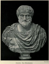 Aristoteles (* 384 v. Chr.; † 322 v.Chr.), griechischer Philosoph. Zusammen mit Platon und Sokrates gehört er zu den berühmtesten und bedeutendsten Philosophen des Altertums.