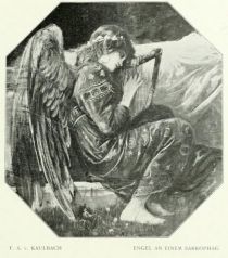 Kaulbach, Engel an einem Sarkophag