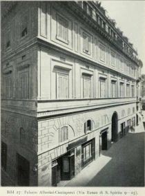 034 Bild 27 Palazzo Alberini-Cicciaporci (Via Banco di S. Spirito 9 — 15). Photographie Moscioni Nr 6768
