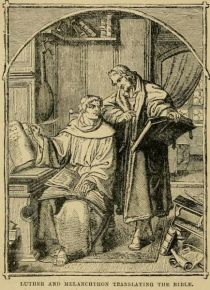 Luther und Melanchthon beim Übersetzen der Bibel