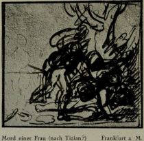 032 Elsheimer. Mord einer Frau (nach Tizian?), Zeichnung. (Frankfurt a. M.)