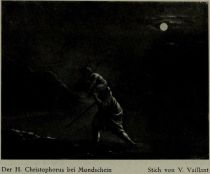 065 Elsheimer. Der H. Christoph bei Mondschein, Stich von Vaillan