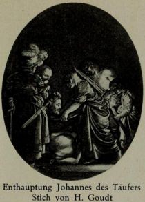 085 Elsheimer. Enthauptung Johannes des Täufers, Stich von H. Goudt
